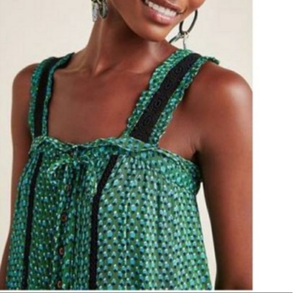 Anthropologie Tops - Anthropologie Green and Black Tank Top